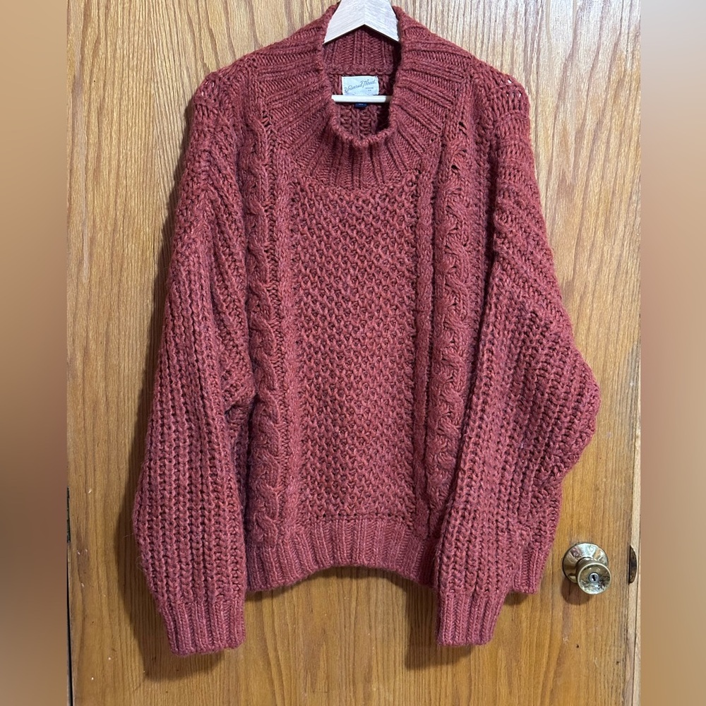 Universal‎ Thread chunky autumn pumpkin orange cable sweater sz XXL